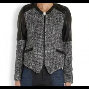 Parker Holly Leather and Tweed Jacket 100%‎ Lamb Leather